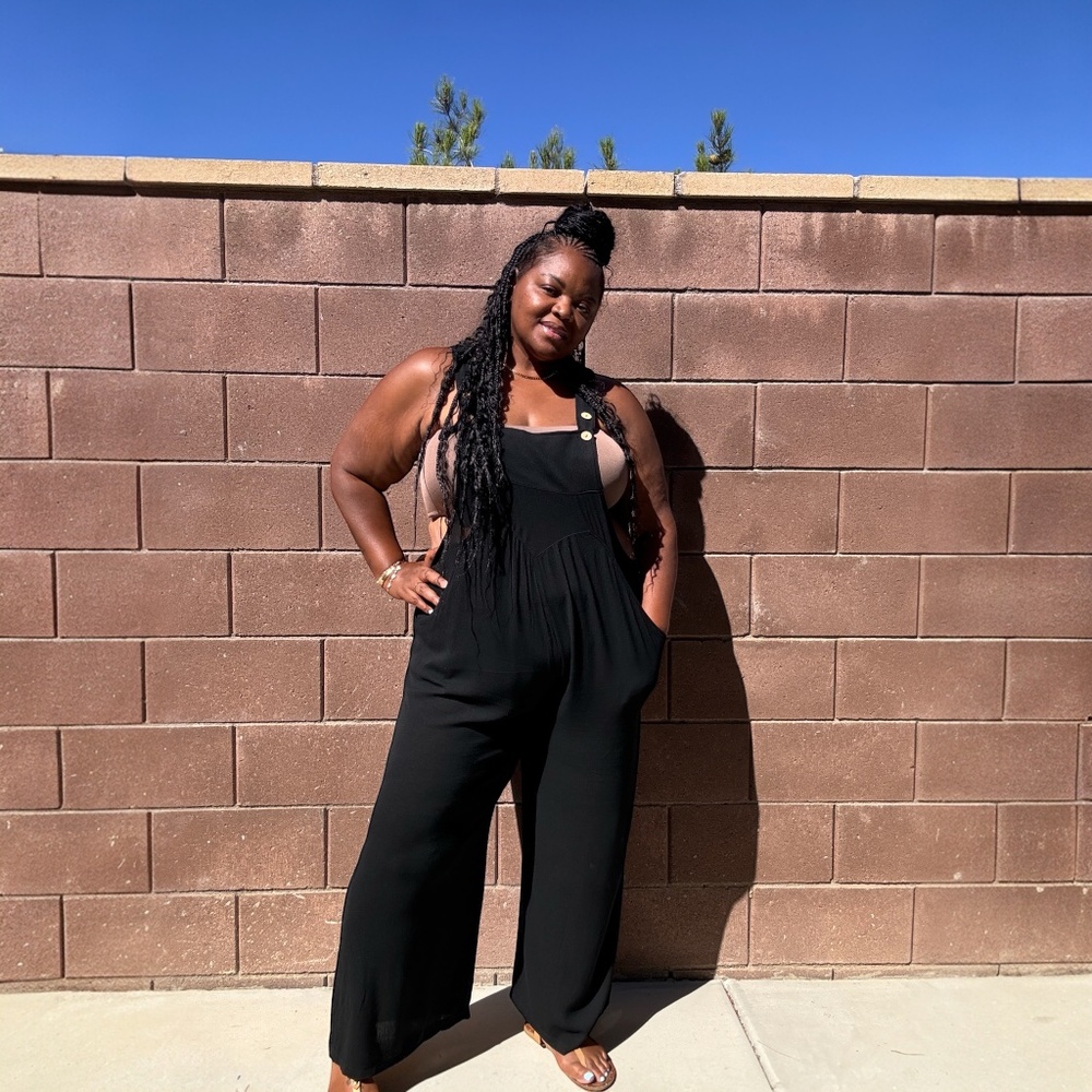 Plus Size Lazy Day Overalls In Black - Picture 3 of 3